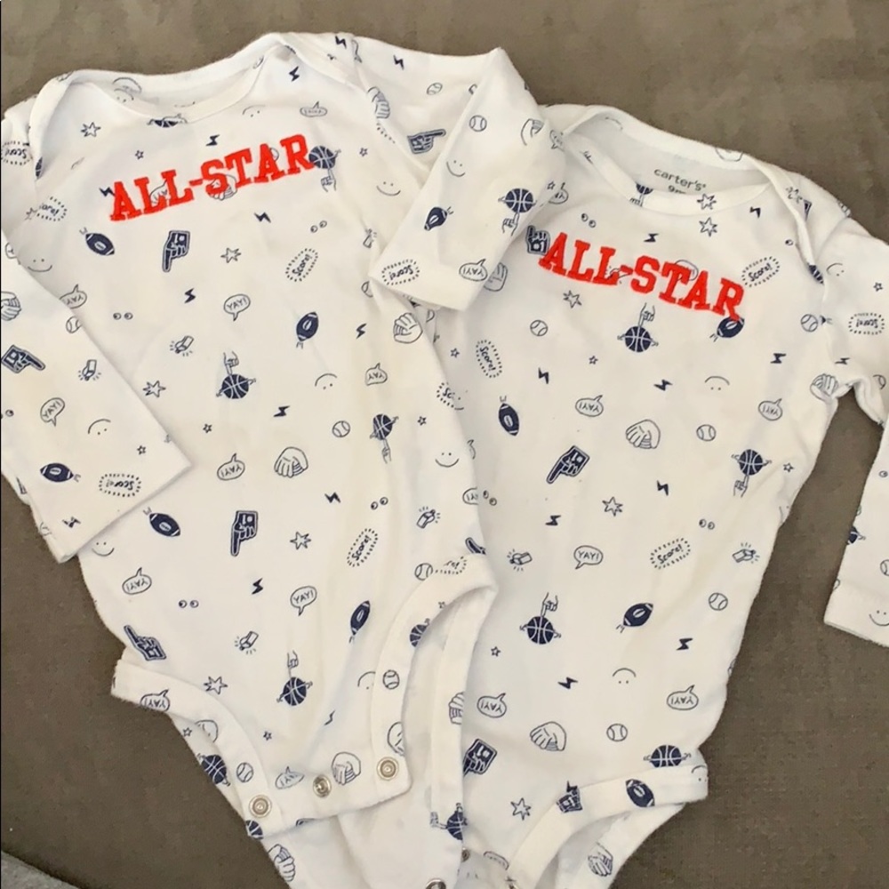 Twins! Matching set-two long sleeve onesies. 9 mth